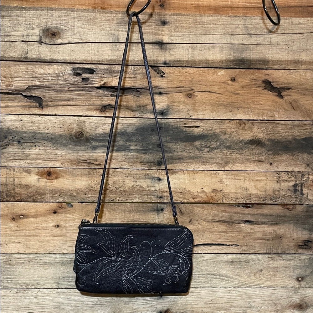 Frye Black Crossbody Bag with Embroidery